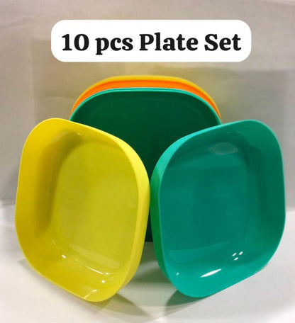 10 Pcs Multi-function Spit Bone Plate Set Household Food Grade Plastic Elliptical Plate Set