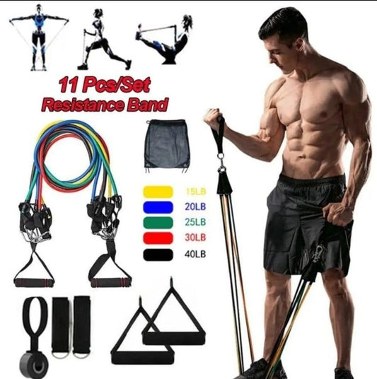 11 Piece Power Resistance Band Set Strength Training Yoga Sports Fitness Equipment For Men And Women