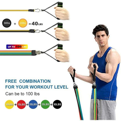 11 Piece Power Resistance Band Set Strength Training Yoga Sports Fitness Equipment For Men And Women