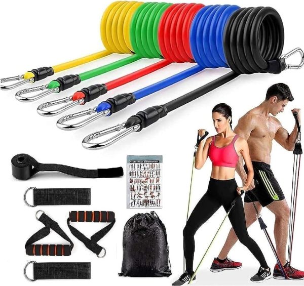 11 Piece Power Resistance Band Set Strength Training Yoga Sports Fitness Equipment For Men And Women