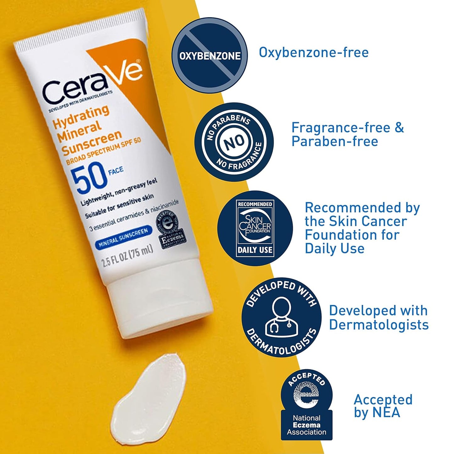 CeraVe 100% Mineral Sunscreen SPF 50 With Oil Free