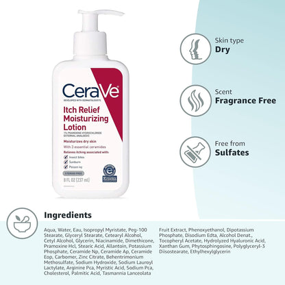 Cerave Itch Relief Moisturizing Lotion With Pramoxine Hydrochloride 237ml