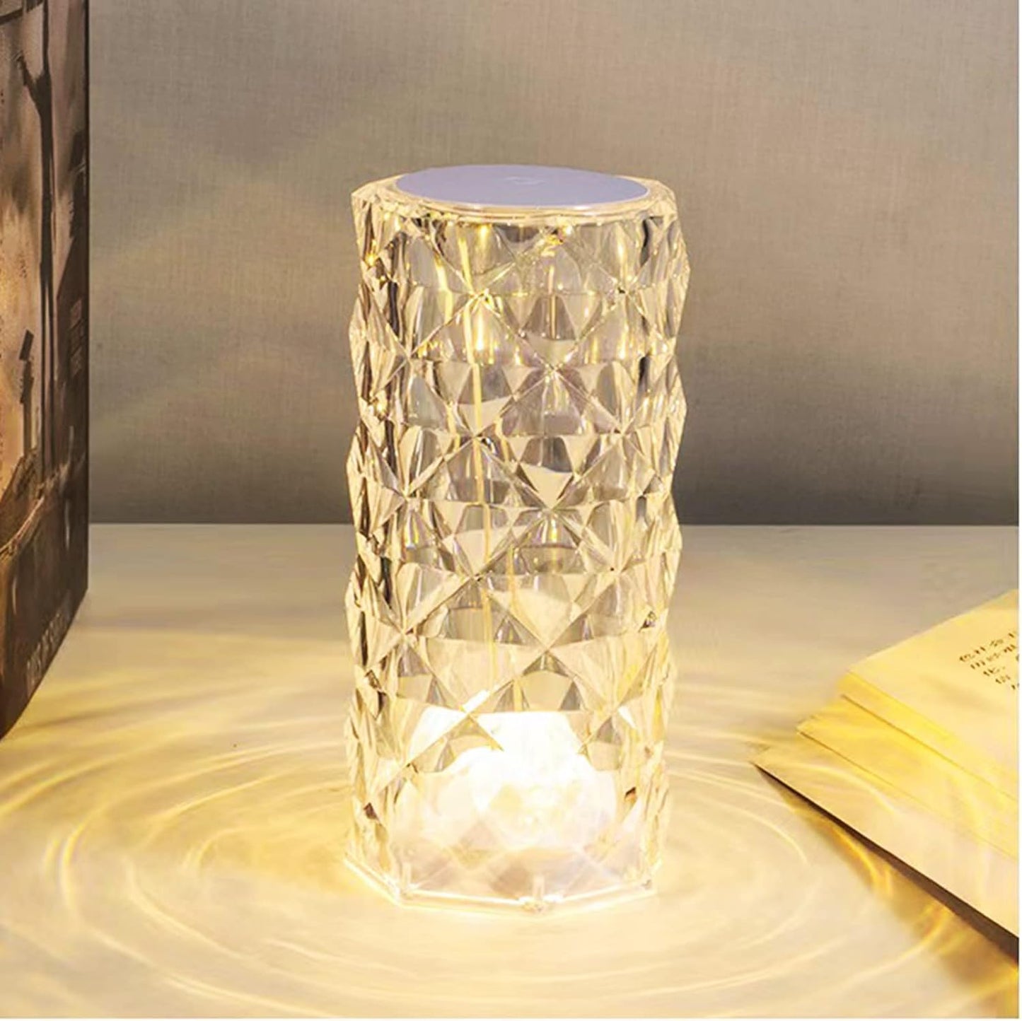 16 Colors Diamond Rose Crystal Touch Lamp Bedside Acrylic Usb Rechargeable Table Lamp With Remote