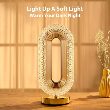 Rechargeable Luxury Oval Shaped Crystal Table Lamp With 3 Colors Touch Control Best Quality Table Lamp