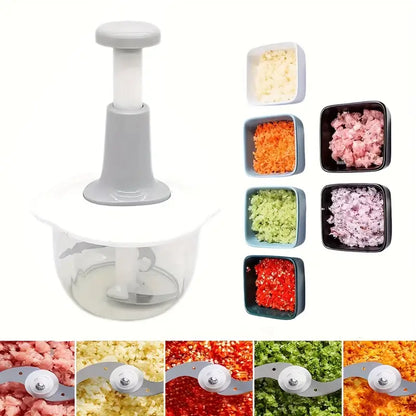 Manual Hand Push Chopper | Multi-functional Vegetable Meat Grinder (Random Color)