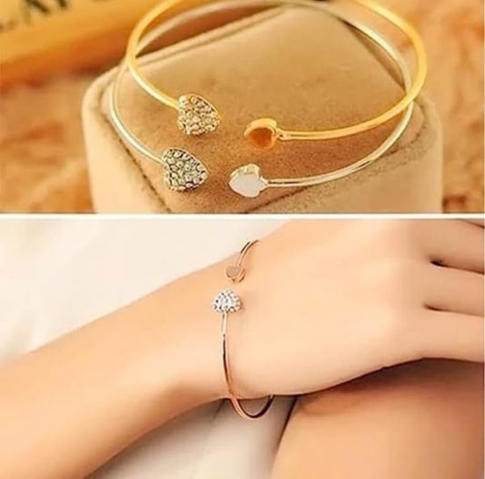 Golden Heart Shape Elegant Zircon Earrings Material Alloy