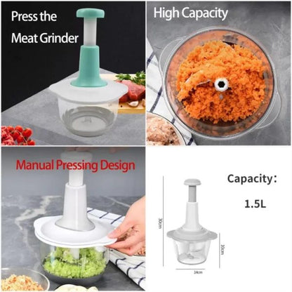 Manual Hand Push Chopper | Multi-functional Vegetable Meat Grinder (Random Color) - SADA DUKAN