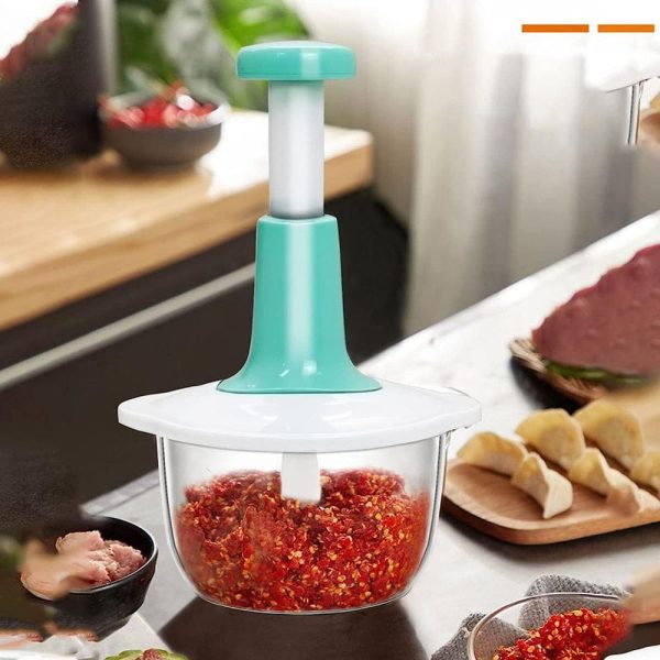 Manual Hand Push Chopper | Multi-functional Vegetable Meat Grinder (Random Color) - SADA DUKAN