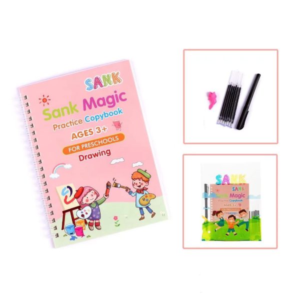 Pack Of 4 Sank Magic Book 1 Pen Practice Tracing Handwriting First Pre-school Baby Learning Books