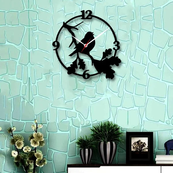 Sparrow Decorative 3d Wooden Wall Clock For Living Room Bedroom Office Kitchen